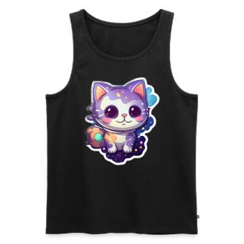 A cute little kitty flying in space - Men's Premium Organic Tank Top - black - Front - AI Model Male 178 light (178cm)
