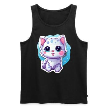"Space Kitty: Floatastic & Adorable!" - Men's Premium Organic Tank Top - black - Front - AI Model Male 178 light (178cm)