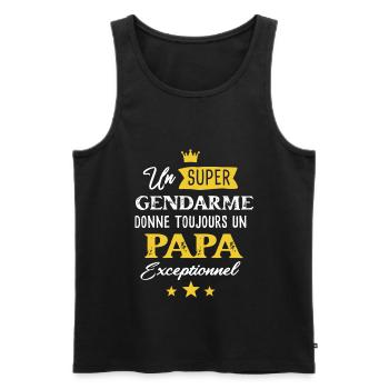 Gendarme futur papa cadeau drôle tshirt homme - Débardeur bio Premium Homme - noir - Devant - Michal (187cm)
