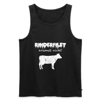 anti vegan Rinderfilet Geschenk - Männer Premium Bio Tank Top - Schwarz - Vorne - Michal (187cm)