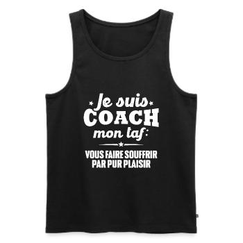 Je suis coach - humour cadeau sportif - Débardeur bio Premium Homme - noir - Devant - Michal (187cm)