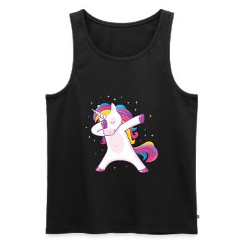 tamponnant licorne - Débardeur bio Premium Homme - noir - Devant - AI Model Male 178 light (178cm)
