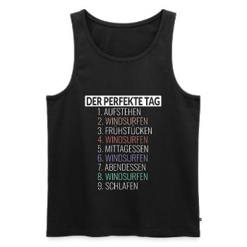 Windsurfen Tagesablauf - Männer Premium Bio Tank Top - Schwarz - Vorne - Michal (187cm)
