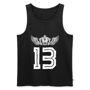 13 Zahl Krone - Männer Premium Bio Tank Top - Schwarz - Vorne - Michal (187cm)