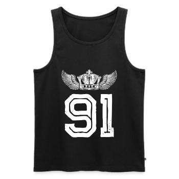 91 Number crown - Men's Premium Organic Tank Top - black - Front - Michal (187cm)