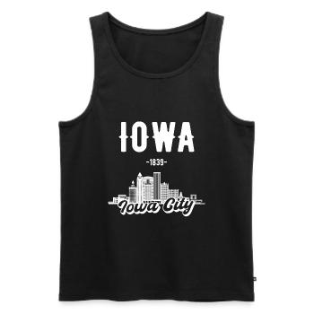 Iowa City Skyline Gift - Men's Premium Organic Tank Top - black - Front - AI Model Male 178 light (178cm)