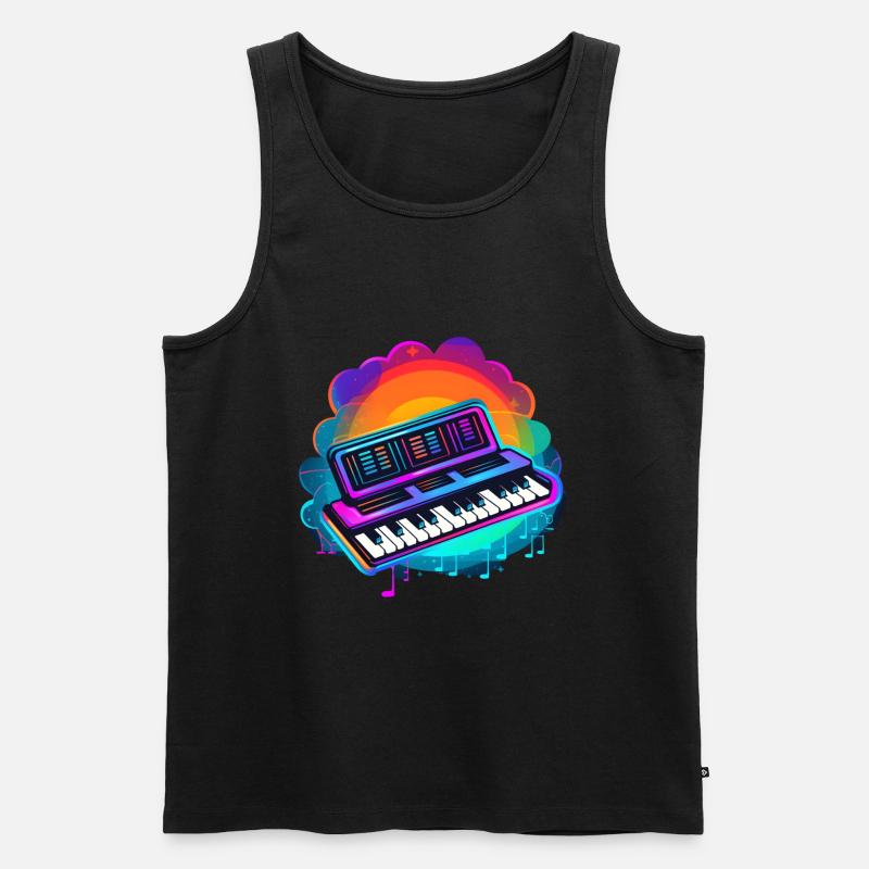 Keyboarder Synthwave 80s Geschenk - Männer Premium Bio Tank Top - Schwarz