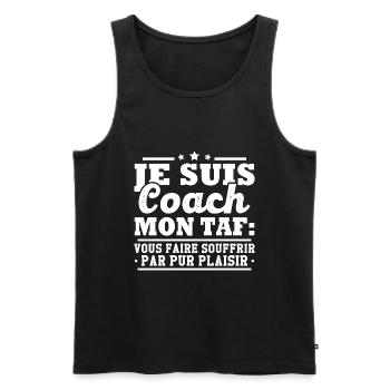 Je suis coach - humour cadeau sportif - Débardeur bio Premium Homme - noir - Devant - Michal (187cm)