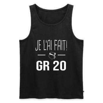 je l'ai fait GR20 Cadeau randonnée GR 20 Corse - Débardeur bio Premium Homme - noir - Devant - AI Model Male 178 light (178cm)