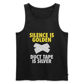 FUNNY Le silence est d'or - CHEMISE - Débardeur bio Premium Homme - noir - Devant - Michal (187cm)