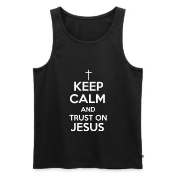 keep calm and trust on jesus - Shirt - Männer Premium Bio Tank Top - Schwarz - Vorne - Michal (187cm)