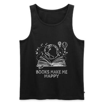 LIVRES MEKE HAPPY - Livres - Lecture - Chemise - Débardeur bio Premium Homme - noir - Devant - Michal (187cm)