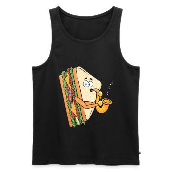 Saxophonist Saxophones Cheese Music Musician - Men's Premium Organic Tank Top - black - Front - Michal (187cm)