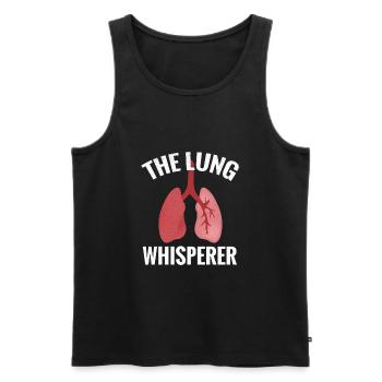 Atemtherapeut Geschenkidee | Atemtherapie Lungen - Männer Premium Bio Tank Top - Schwarz - Vorne - Michal (187cm)