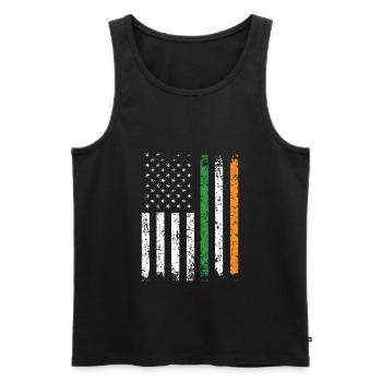 Moitié irlandais moitié américain Usa Irlande Drapeau irlandais - Débardeur bio Premium Homme - noir - Devant - AI Model Male 178 light (178cm)