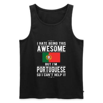 Portugais Portugal Drapeau Origine portugaise - Débardeur bio Premium Homme - noir - Devant - Michal (187cm)