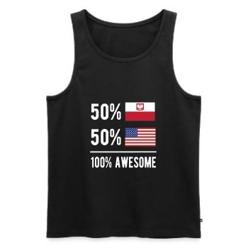 Demi-pôle Moitié Américain Usa Pologne Drapeau - Débardeur bio Premium Homme - noir - Devant - Michal (187cm)
