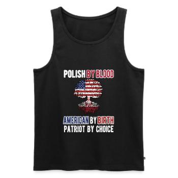 Demi-pôle Moitié Américain Usa Pologne Drapeau - Débardeur bio Premium Homme - noir - Devant - Michal (187cm)