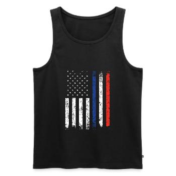 Moitié Français Moitié Américain USA France - Débardeur bio Premium Homme - noir - Devant - Michal (187cm)