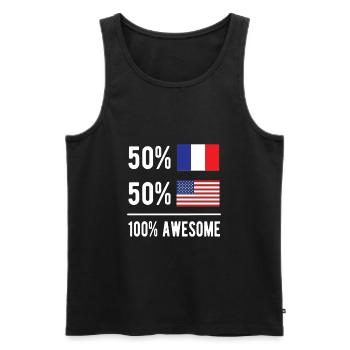 Moitié Français Moitié Américain Usa France - Débardeur bio Premium Homme - noir - Devant - Michal (187cm)