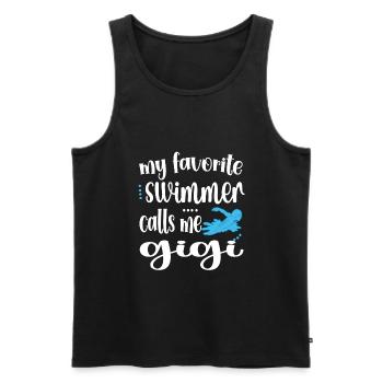 Proud Swimming Gigi Swimmer Gigi Grandma Gift - Men's Premium Organic Tank Top - black - Front - AI Model Male 178 light (178cm)