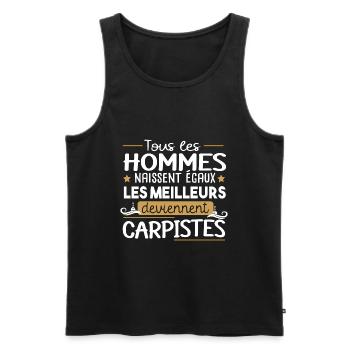 Carpiste homme.Pêcheur. pêche. Poisson cadeau - Débardeur bio Premium Homme - noir - Devant - Michal (187cm)