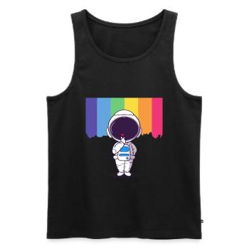 Astronaute Rainbow Heart - Débardeur bio Premium Homme - noir - Devant - Michal (187cm)