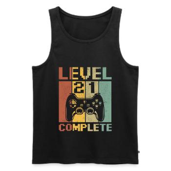 niveau 21 terminé - Débardeur bio Premium Homme - noir - Devant - AI Model Male 178 light (178cm)