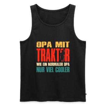 Opa Mit Traktor Wie Ein Normaler Opa Nur Cooler - Männer Premium Bio Tank Top - Schwarz - Vorne - AI Model Male 178 light (178cm)