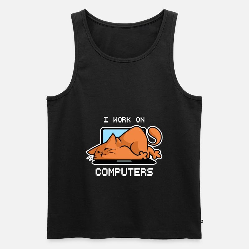 Katzen Computer - Männer Premium Bio Tank Top - Schwarz