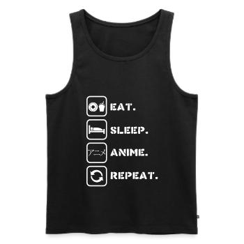 Anime Mangez Répétez Sommeil - Débardeur bio Premium Homme - noir - Devant - Michal (187cm)