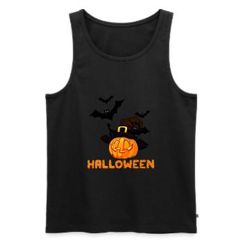 Chauve-souris Halloween citrouille orange - Débardeur bio Premium Homme - noir - Devant - AI Model Male 178 light (178cm)
