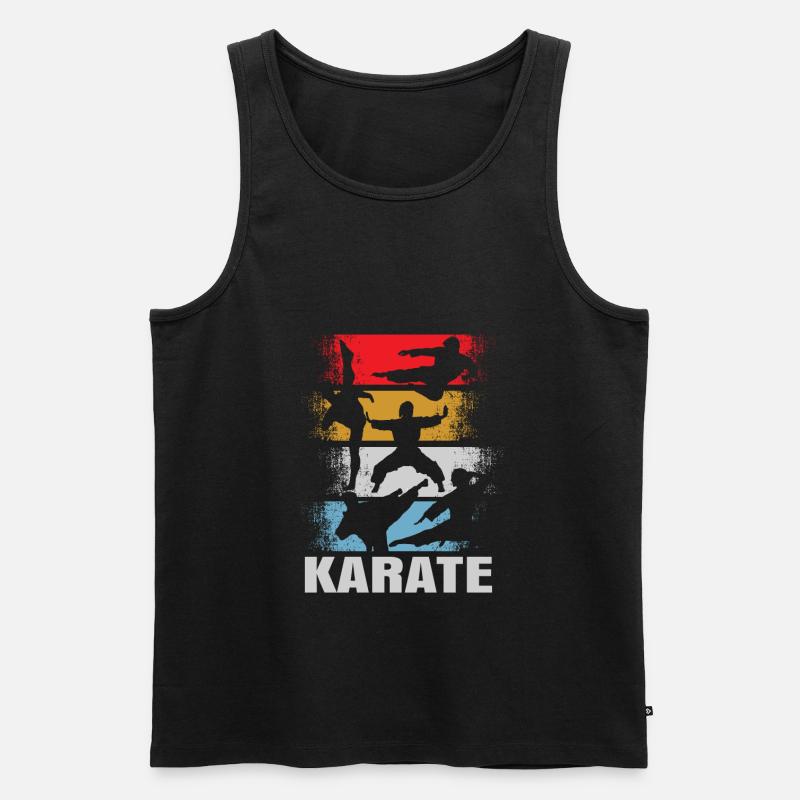 Karate Retro - Männer Premium Bio Tank Top - Schwarz