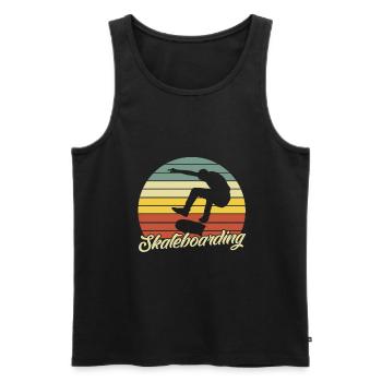 Skateboard Skaten Skateboarder Retro - Männer Premium Bio Tank Top - Schwarz - Vorne - AI Model Male 178 light (178cm)