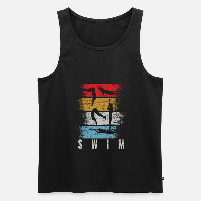 Schwimmen Retro Schwimmlehrer - Männer Premium Bio Tank Top - Schwarz