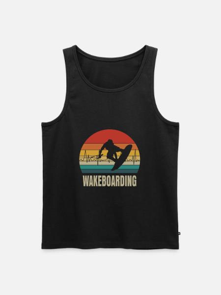 Wakeboard retro heartbeat gift - Men's Premium Organic Tank Top - black