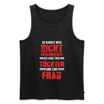 Papa Vater Vatertag Zwei Töchter - Männer Premium Bio Tank Top - Schwarz - Vorne - Michal (187cm)