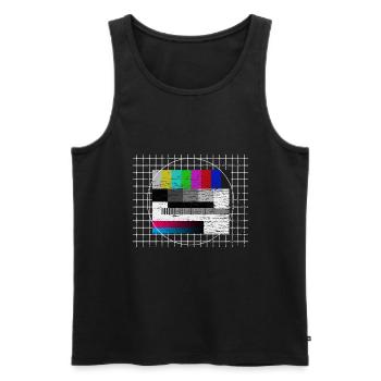 Testbild Oldschool 70er Fernsehen 80er Retro Motto - Männer Premium Bio Tank Top - Schwarz - Vorne - AI Model Male 178 light (178cm)
