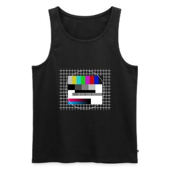 Modèle de test des années 90 télévision TV rétro - Débardeur bio Premium Homme - noir - Devant - AI Model Male 178 light (178cm)