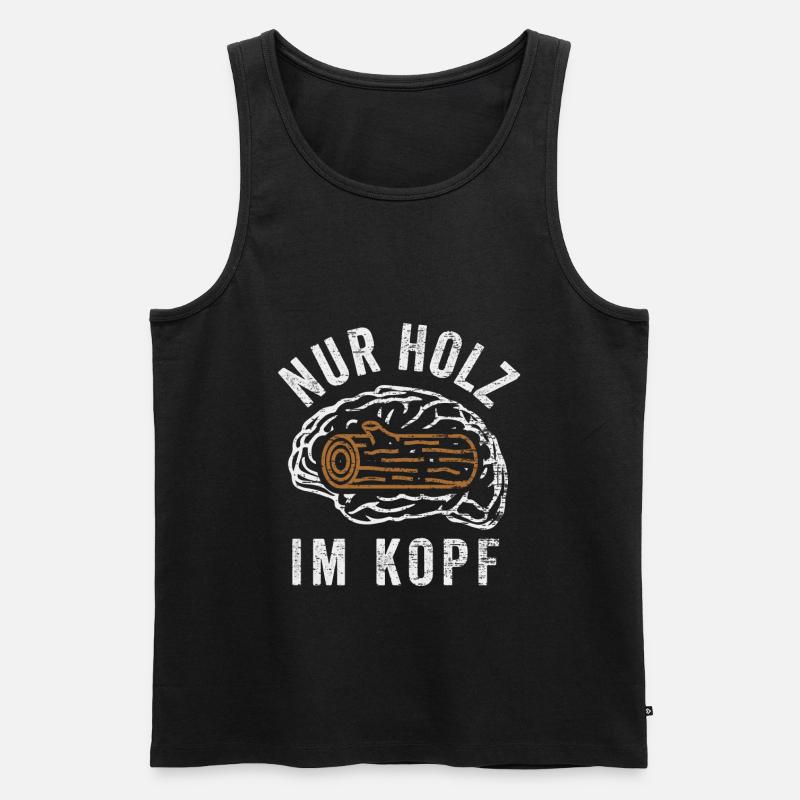 Nur Holz im Kopf - Männer Premium Bio Tank Top - Schwarz