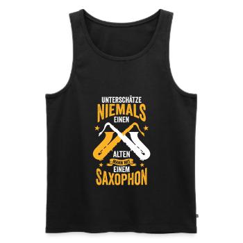 Saxophon Jazz - Männer Premium Bio Tank Top - Schwarz - Vorne - Michal (187cm)