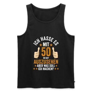 Fünfzigster Geburstag Feiern Geschenk - Männer Premium Bio Tank Top - Schwarz - Vorne - Michal (187cm)