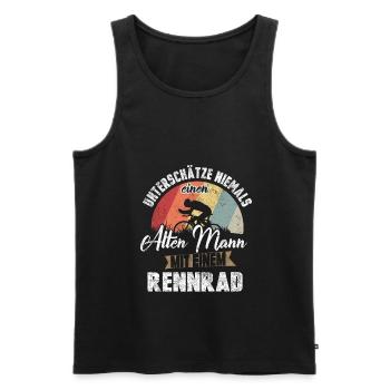 Fahrrad Rennrad Alter Mann - Männer Premium Bio Tank Top - Schwarz - Vorne - Michal (187cm)