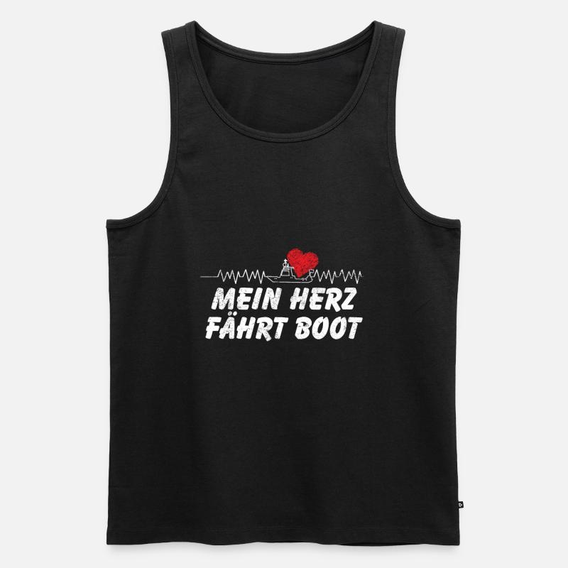 Herzschlag Boot - Männer Premium Bio Tank Top - Schwarz