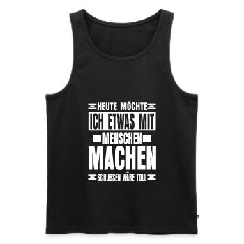 Menschen Schubsen Lustiger Spruch - Männer Premium Bio Tank Top - Schwarz - Vorne - AI Model Male 178 light (178cm)