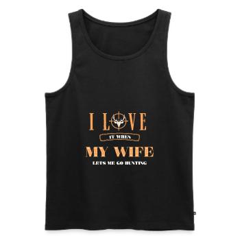 J'aime ma femme - vêtements de chasse drôles - Débardeur bio Premium Homme - noir - Devant - Michal (187cm)