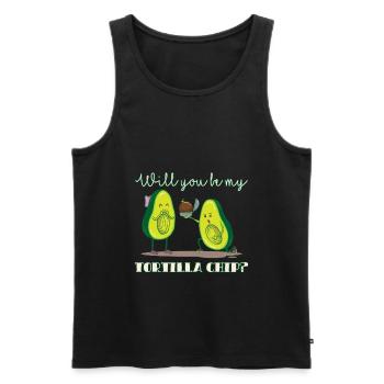 Will you be my tortilla chip - application - Men's Premium Organic Tank Top - black - Front - AI Model Male 178 light (178cm)