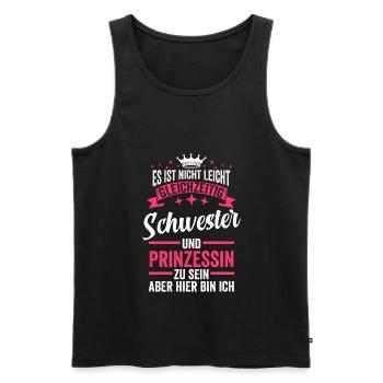 Schwester Geschwister Prinzessin Geschenkidee - Männer Premium Bio Tank Top - Schwarz - Vorne - AI Model Male 178 light (178cm)