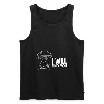 Je te trouverai | Chasse aux champignons - cadeau cueilleur de champignons - Débardeur bio Premium Homme - noir - Devant - AI Model Male 178 light (178cm)