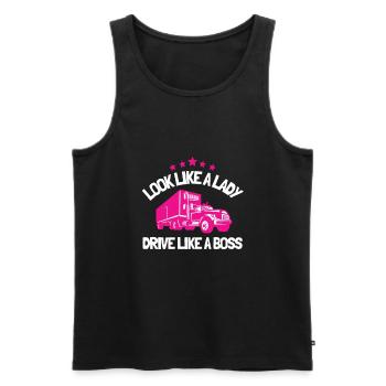 Damen Trucker Babe Lkw Fahrerin Fernfahrerin - Männer Premium Bio Tank Top - Schwarz - Vorne - Michal (187cm)